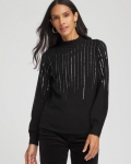 Chicos Embellished Mockneck Sweater - BLACK Chicos Embellished Mockneck Sweater - BLACK