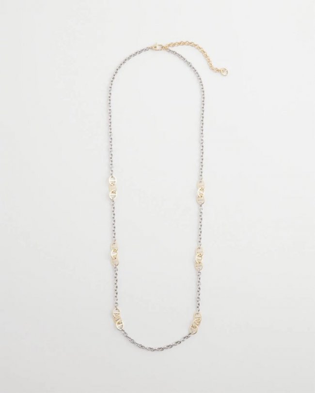 Chicos Mixed Metal Link Long Necklace - MIXED METALS