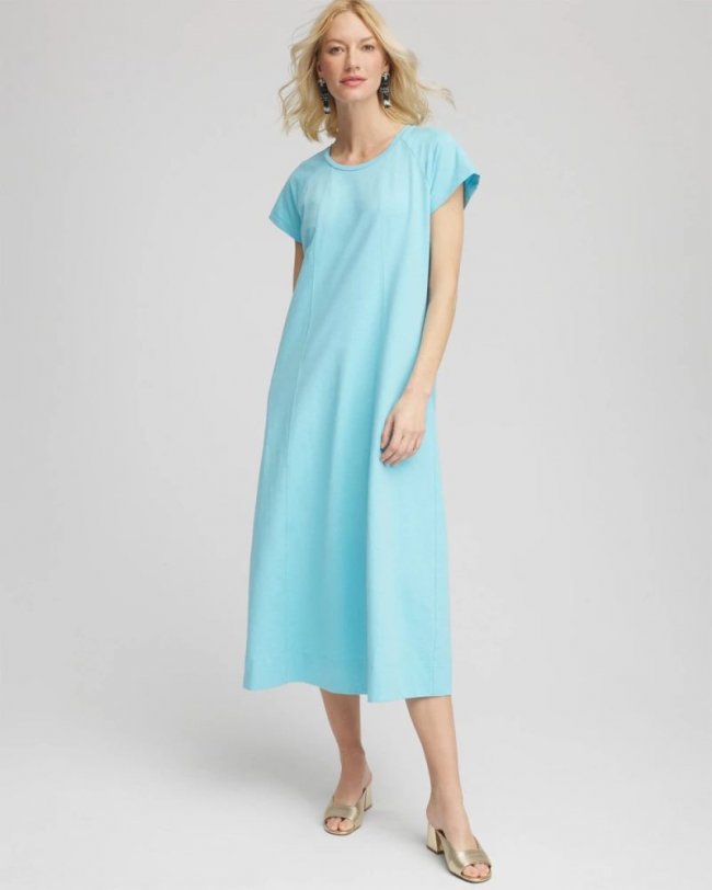Chicos Short-Sleeved Maxi Dress - PARADISO BLUE