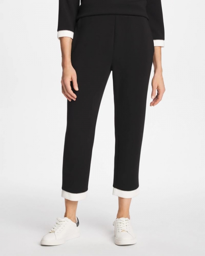 Chicos Zenergy® Soft Caviar Bead Contrast Pants - BLACK