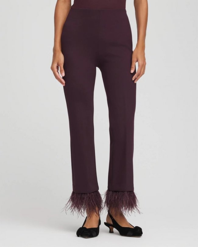 Chicos Juliet Feathered Flared Cropped Pants - NIGHT BLOOM