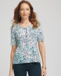 Chicos Pima Cotton Henley Tee - INDIGO SKY