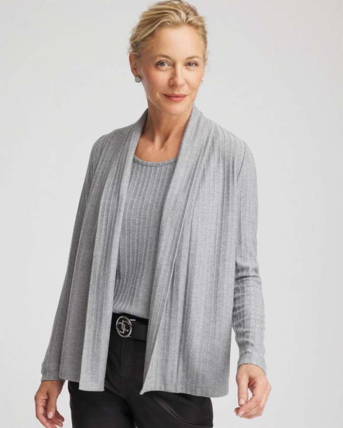 Chicos Cozy Cardigan - FOG HEATHER GRAY