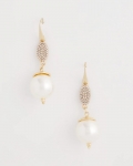 Chicos Faux Pearl and Pave Drop Earrings - PEARL Chicos Faux Pearl and Pave Drop Earrings - PEARL