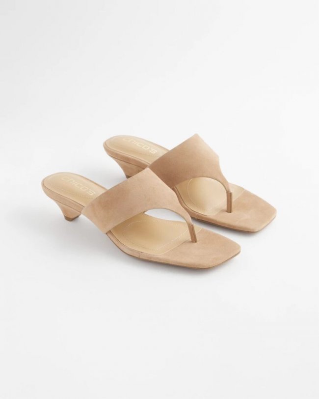 Chicos Julia Suede Kitten Heel - LIGHT TAN