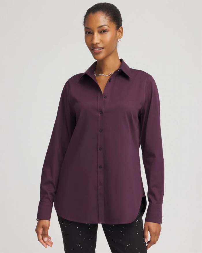 Chicos No Iron Stretch Shirt - NIGHT BLOOM