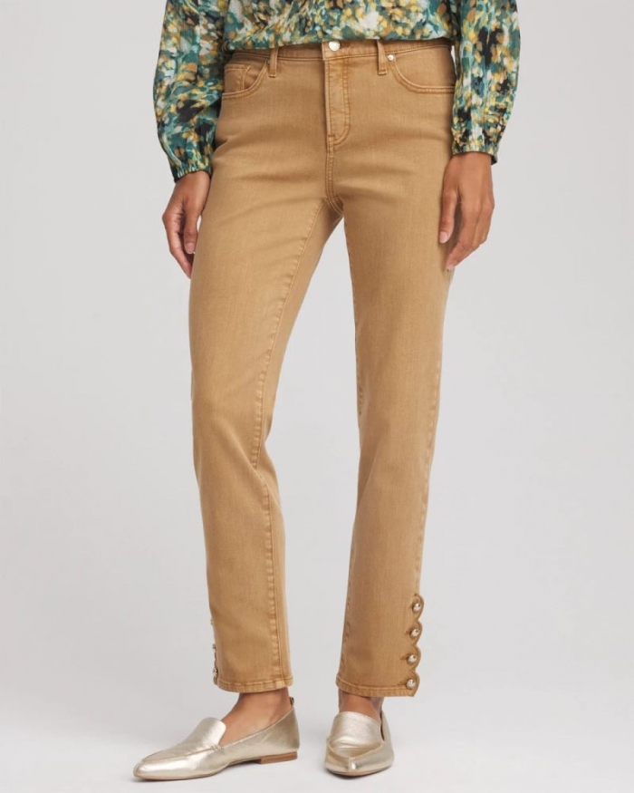 Chicos Girlfriend Slim Ankle Jeans - CARAMEL APPLE