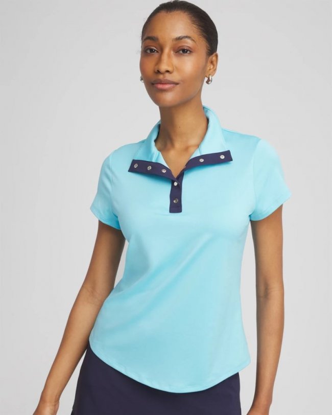 Chicos Zenergy® UPF Mockneck Short-Sleeve Top - PARADISO BLUE
