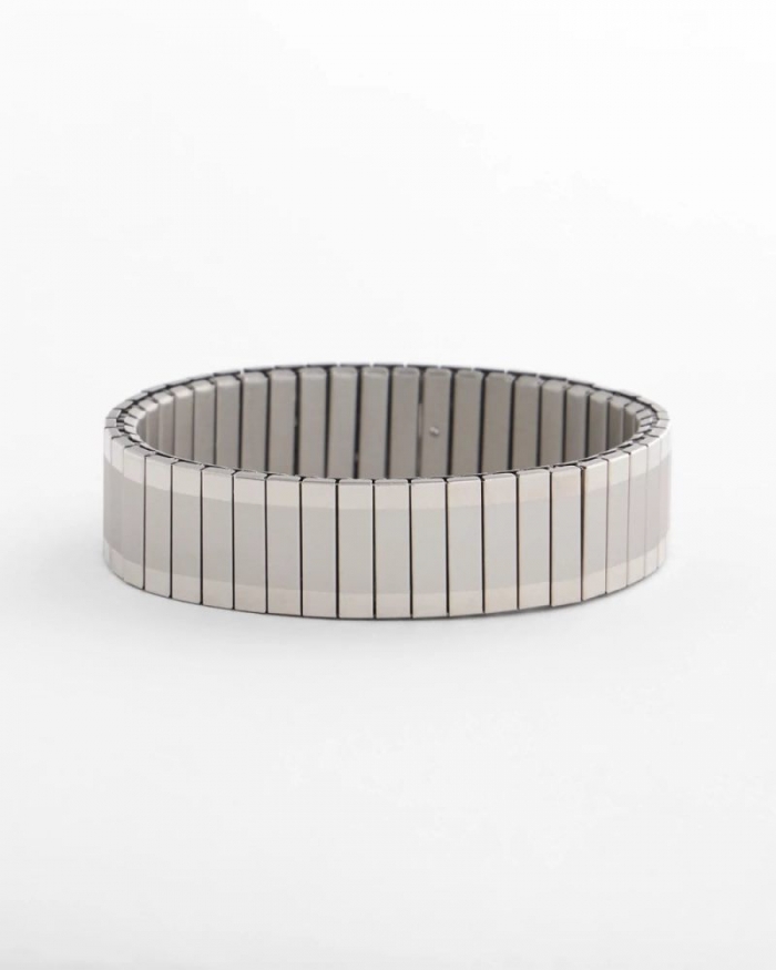 Chicos Silver Tone Stretch Watchband Bracelet - SILVER