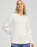 Chicos Embellished Cable Knit Sweater - ENGLISH CREAM Chicos Embellished Cable Knit Sweater - ENGLISH CREAM