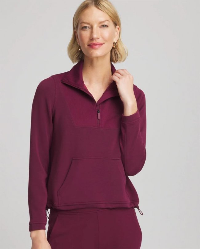Chicos Zenergy® Ribbed Sweatshirt - DEEP CHIANTI