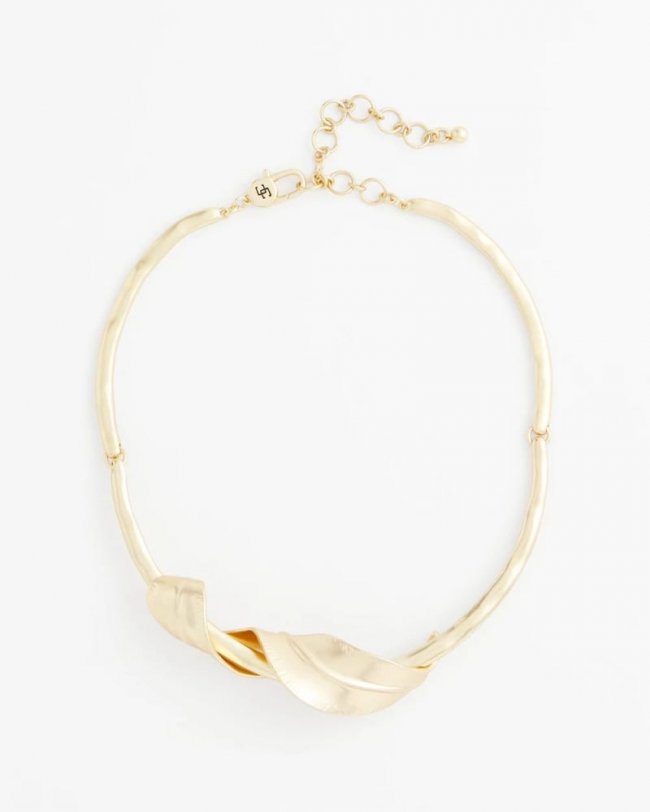 Chicos Golden Leafy Collar Necklace - GOLD