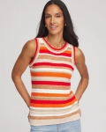 Chicos Striped Sweater Tank - GLISTENING SAND