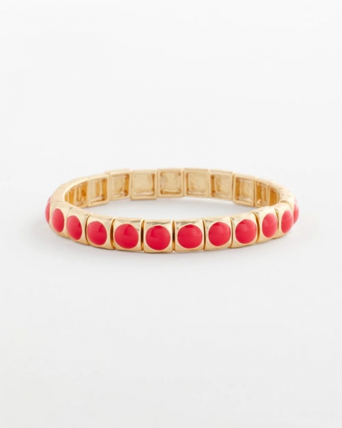 Chicos Bold Orange Goldtone Stretch Bracelet - ORANGE