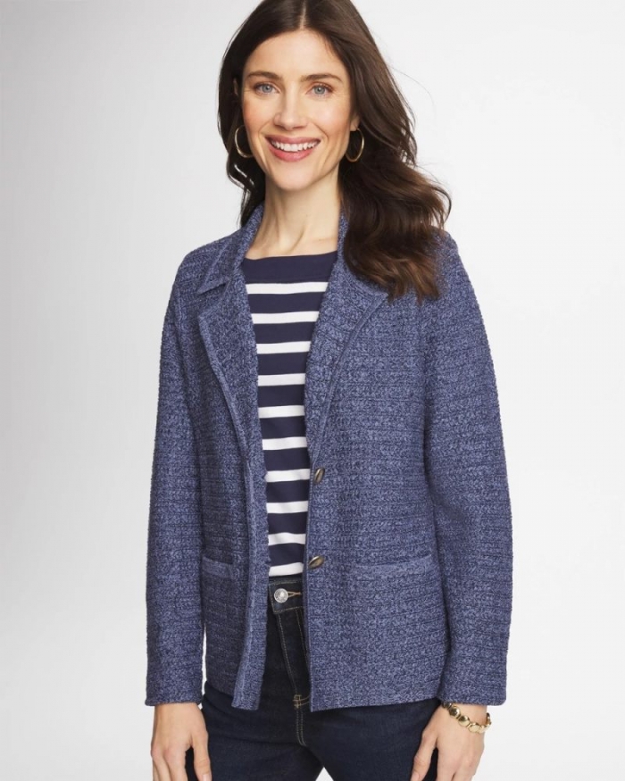 Chicos Denim Inspired Textured Cardigan - MEDIUM DENIM