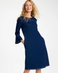 Chicos Bell Sleeve Knit Denim Dress - INDIGO