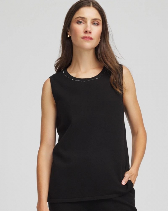 Chicos Zenergy® Luxe Diamante Tank - BLACK