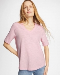 Chicos Cotton Slub V-Neck Tee - SWEET BLOSSOM
