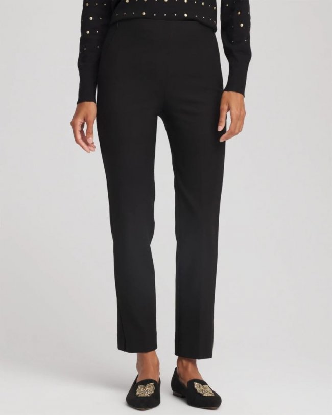 Chicos Lightweight Juliet Straight Ankle Pants - BLACK