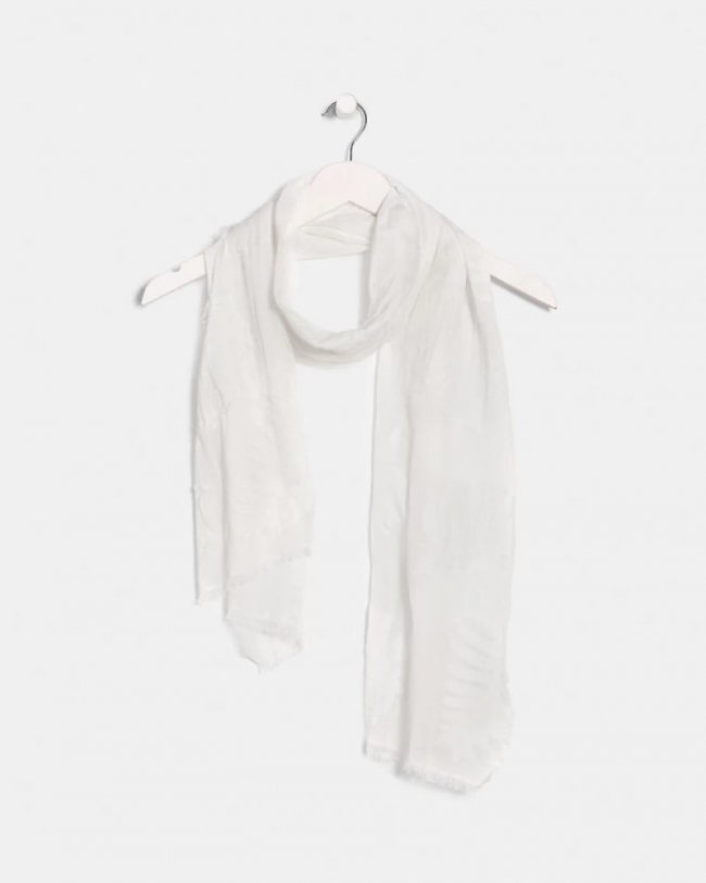 Chicos Textured Palms Oblong Scarf - WHITE Chicos Textured Palms Oblong Scarf - WHITE