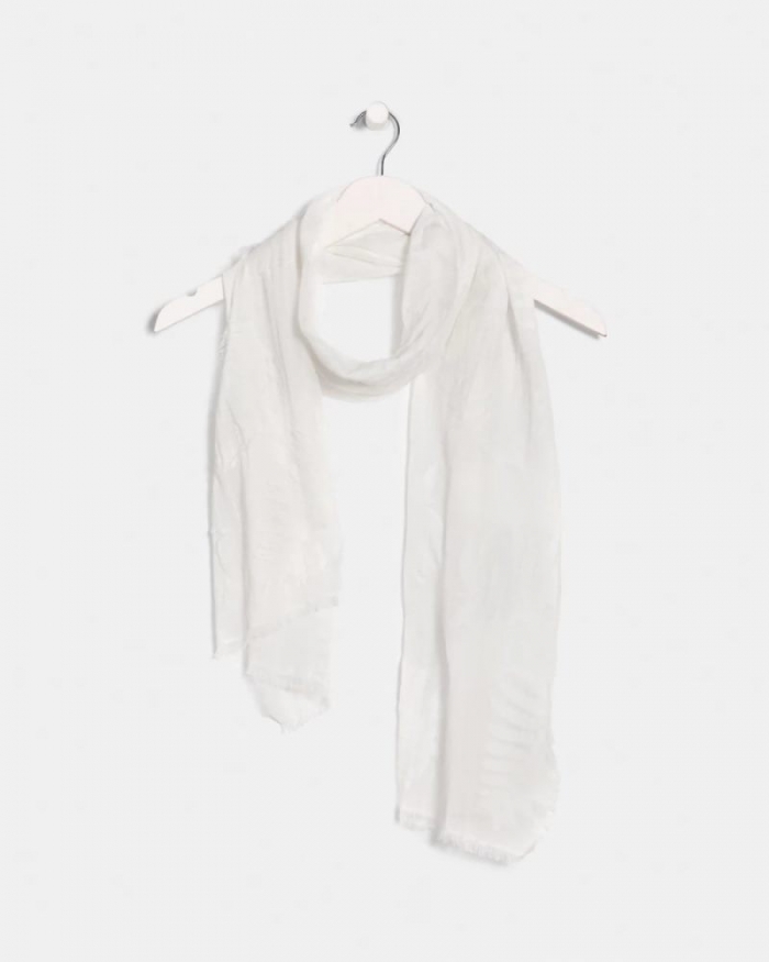 Chicos Textured Palms Oblong Scarf - WHITE