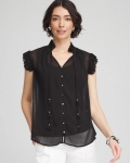 Chicos Ruffle Collar Blouse - BLACK