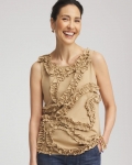 Chicos Sleeveless Ruffle-Appliqué Tank Top - CAFE AROMA Chicos Sleeveless Ruffle-Appliqué Tank Top - CAFE AROMA