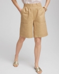 Chicos Cotton-Linen Pull-On Utility Shorts - CAFE AROMA Chicos Cotton-Linen Pull-On Utility Shorts - CAFE AROMA