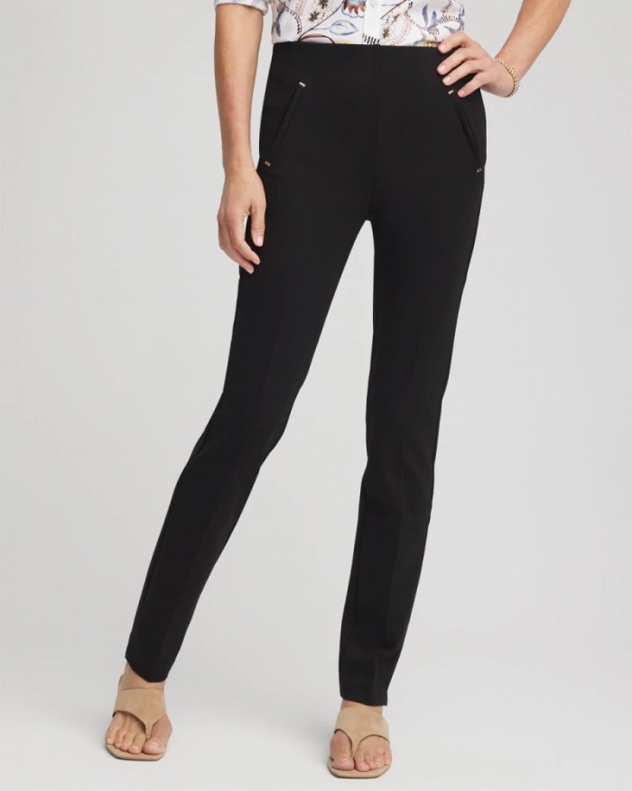 Chicos Juliet Slim Trim Detail Pants - BLACK