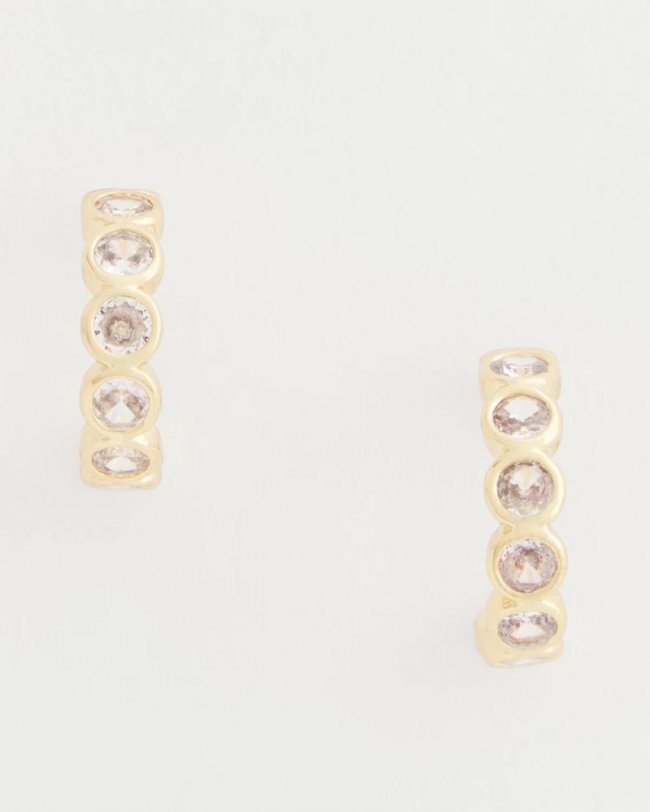 Chicos Goldtone Crystal Mini Hoop Earrings - GOLD