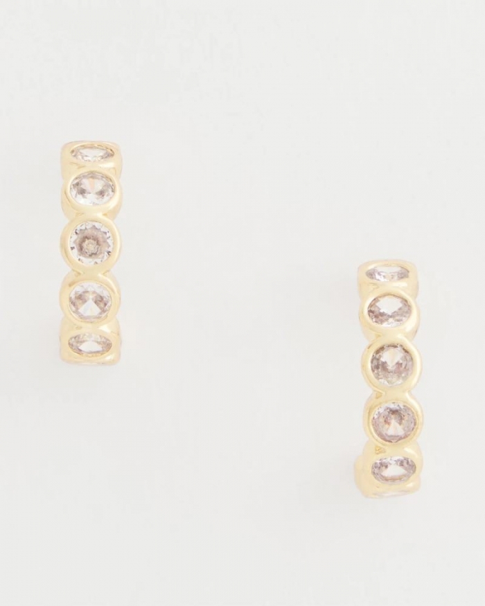 Chicos Goldtone Crystal Mini Hoop Earrings - GOLD