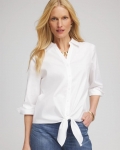 Chicos Poplin Cotton Tie-Front Top - ALABASTER