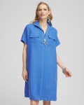 Chicos High-low Linen Shirtdress - BLUE PEARL Chicos High-low Linen Shirtdress - BLUE PEARL