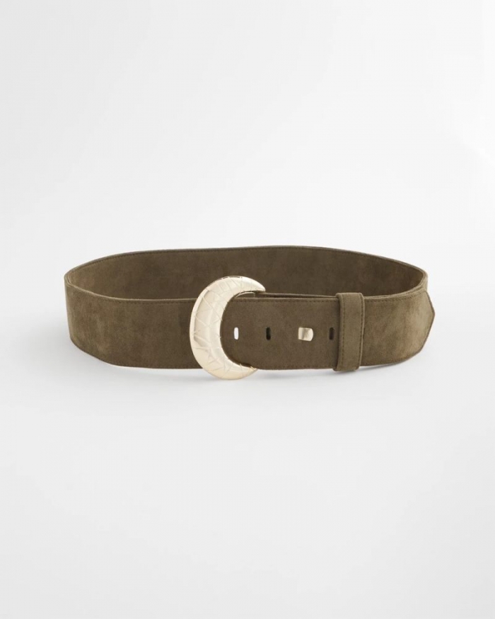 Chicos Green Faux Suede Sash Belt - GREEN