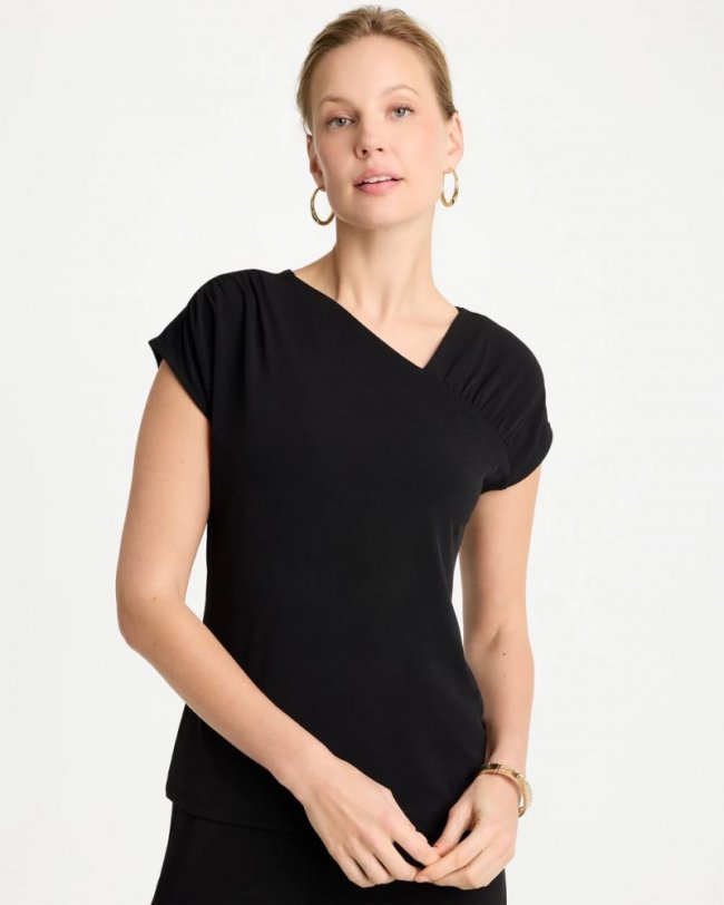 Chicos Travelers™ Knit Asymmetrical Top - BLACK