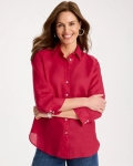 Chicos No Iron Linen Shirt - CHERRY LUSH Chicos No Iron Linen Shirt - CHERRY LUSH