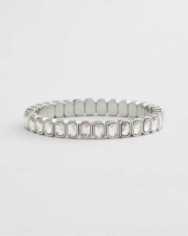 Chicos Silver Bezel Set Stretch Tennis Bracelet - SILVER Chicos Silver Bezel Set Stretch Tennis Bracelet - SILVER