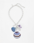 Chicos Silver-Tone Seashell Pendant Necklace - BLUE AND WHITE