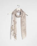 Chicos Striped Floral Oblong Scarf - NEUTRAL