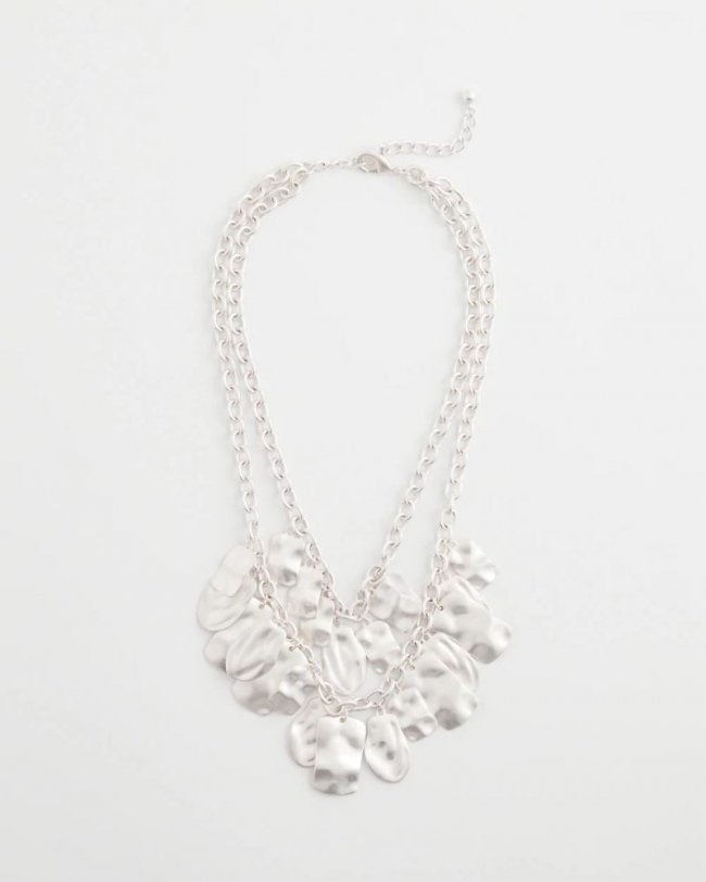 Chicos Double Square Charm Pendant Necklace - SILVER