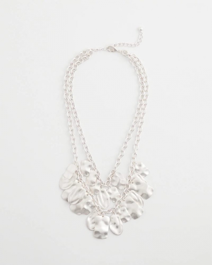Chicos Double Square Charm Pendant Necklace - SILVER
