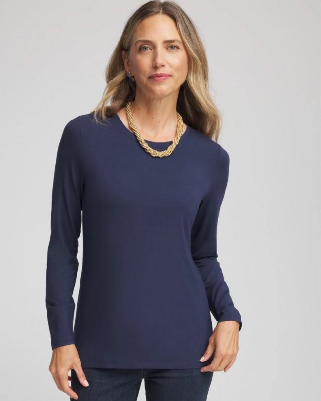Chicos Touch of Cool™ Layering Tee - PASSPORT BLUE Chicos Touch of Cool™ Layering Tee - PASSPORT BLUE