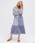 Chicos Linen-Cotton Striped Shirtdress - INDIGO Chicos Linen-Cotton Striped Shirtdress - INDIGO
