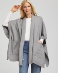 Chicos Long Knit Ruana - MOON SHADE GRAY HEATHER