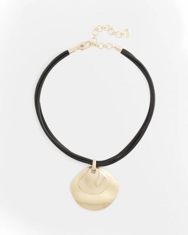 Chicos Gold Pendant On Cord - GOLD