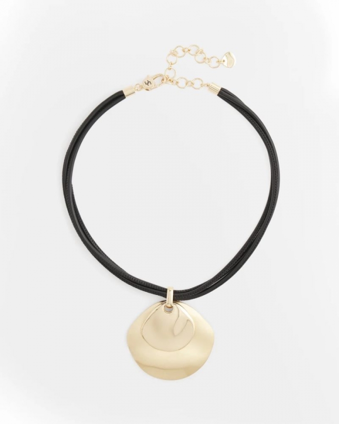 Chicos Gold Pendant On Cord - GOLD