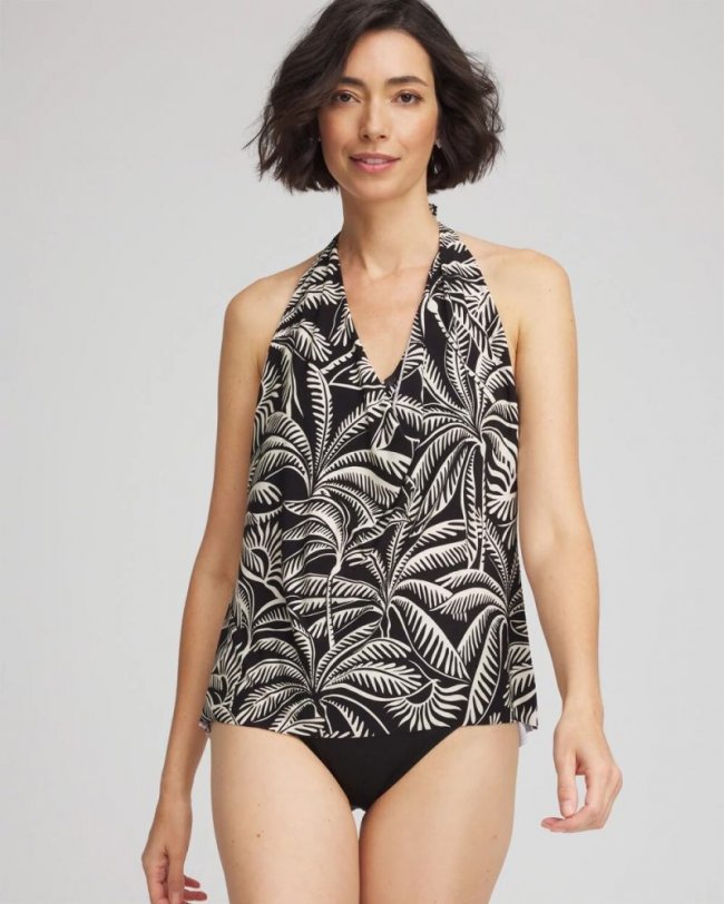 Chicos Miraclesuit® Hearts of Palm Tankini - BLACK/MULTI