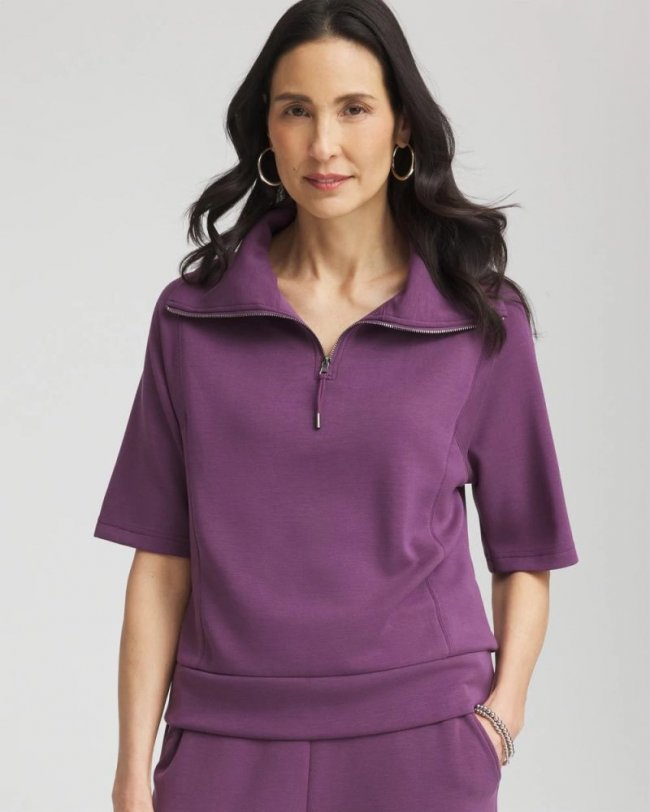 Chicos Zenergy® Soft Half-Zip Top - WASHED GRAPE