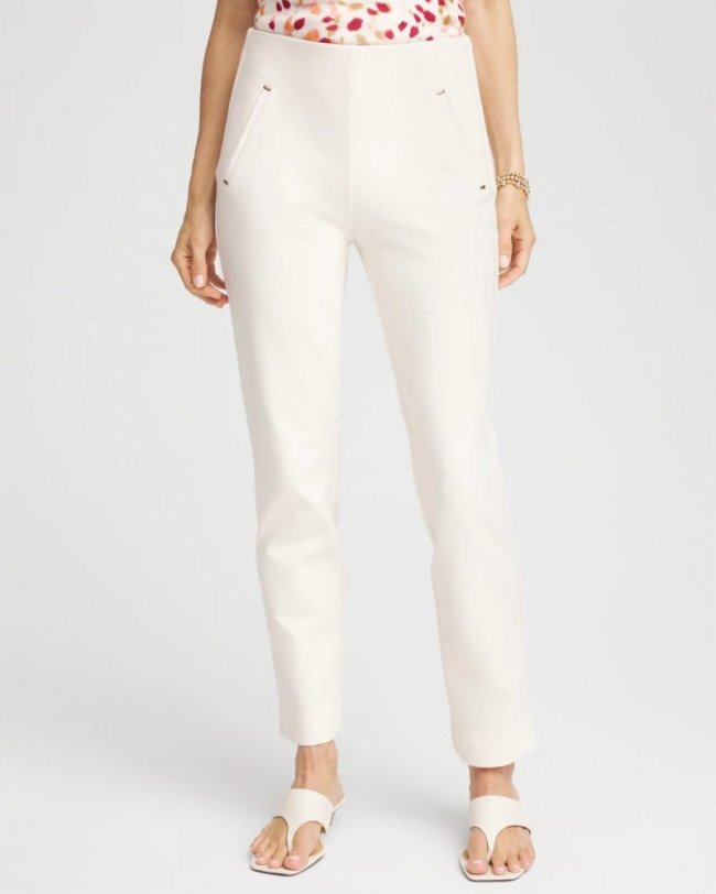 Chicos Juliet Slim Trim Detail Ankle Pants - ENGLISH CREAM