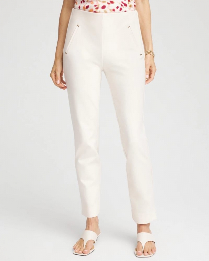 Chicos Juliet Slim Trim Detail Ankle Pants - ENGLISH CREAM